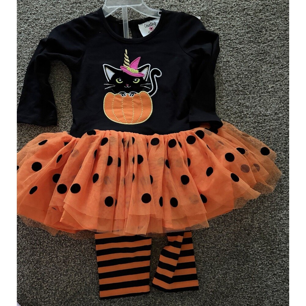 Girls Cat Halloween Outfit Size 18 months NWT